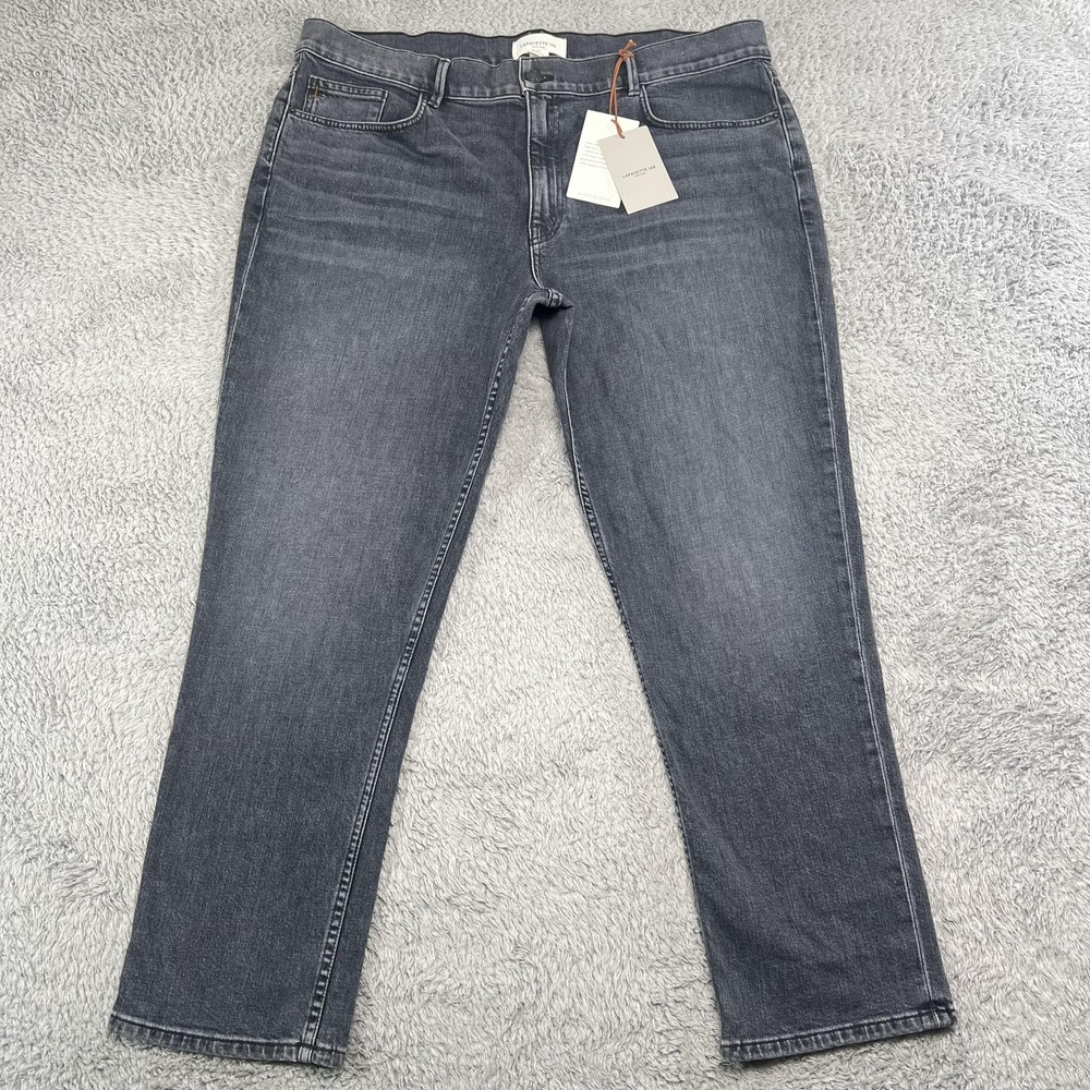 Lafayette 148 Jeans Womens 34 Gray Straight High Rise Charcoal Wash Made USA NWT